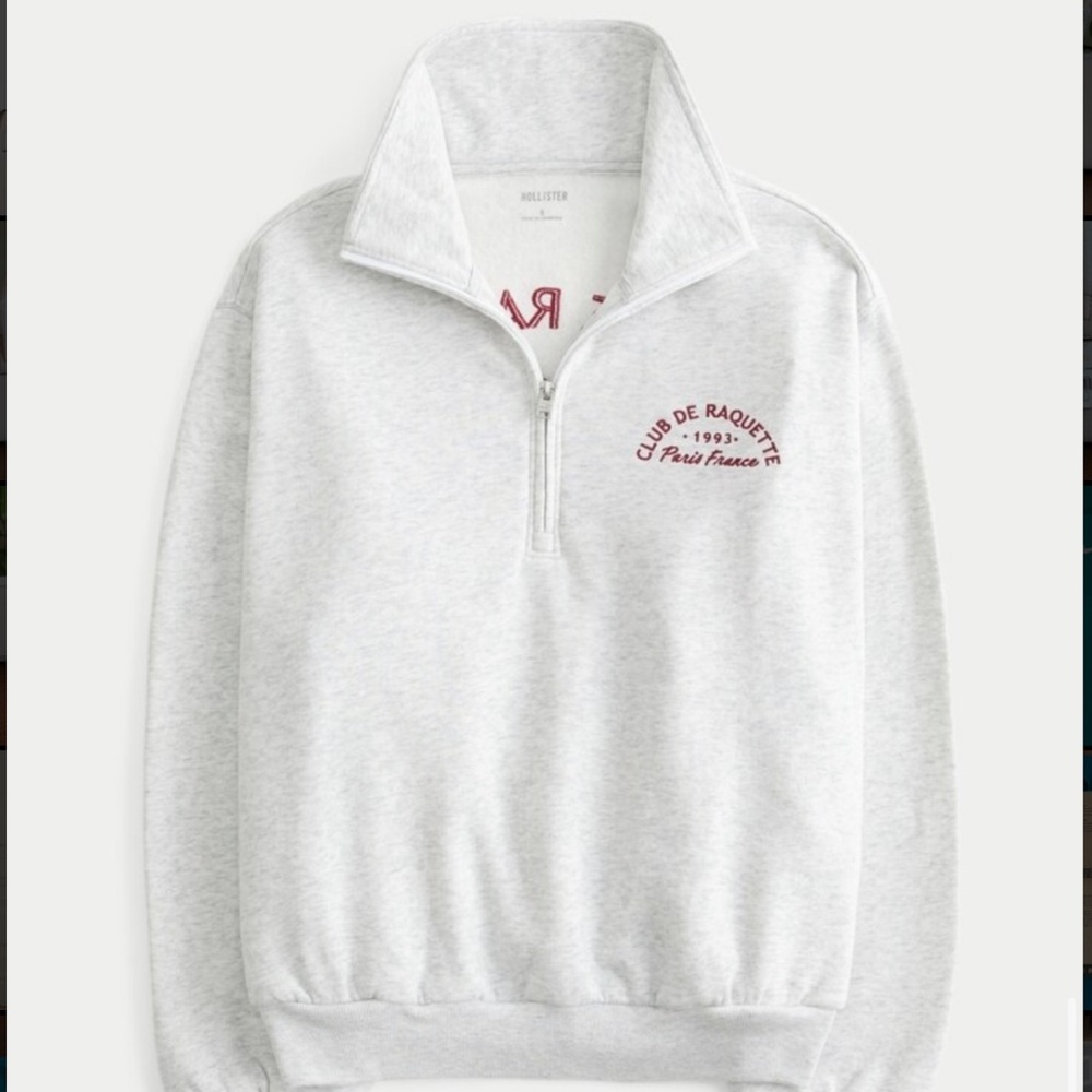 Hollister Paris France Graphic Half-Zip Sweatshirt, Small